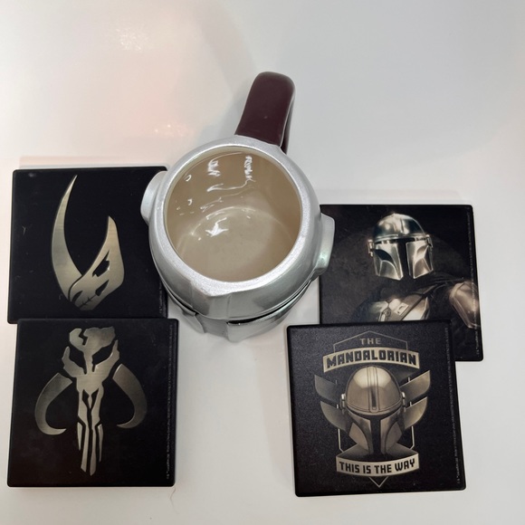 Mandelorian 4 piece coaster set with helmet coffee cup! - Picture 5 of 14